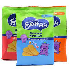 Bánh ăn dặm hà mã Nga gói 180g 5m+ XANH - hồng (cam x) (GÓI)