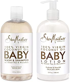 SET TẮM GỘI + LOTION SHEA MOISTURE 100% VIRGIN COCONUT OIL SWEET PEA & MURUMURU