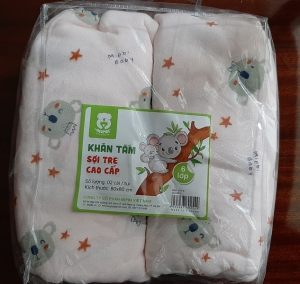 SET 02 KHĂN TẮM SỢI TRE CAO CẤP CHO BÉ MIPBI 6 LỚP (Túi)