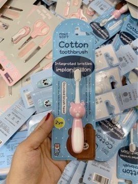 BÀN CHẢI RĂNG SỢI COTTON MINI SOFT NGẮN HÌNH GẤU KIDS 2Y+ -5CGS2
