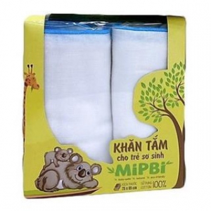 KHĂN GẠC TẮM CAO CẤP MIPBI COTTON HỘP 2 CÁI 4 LỚP 75CMX85CM (HỘP)