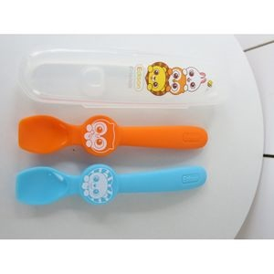 Set 2 thìa Silicon hình Cú, Sư tử, nhãn hiệu Edison 8809089306889 (SÉT)